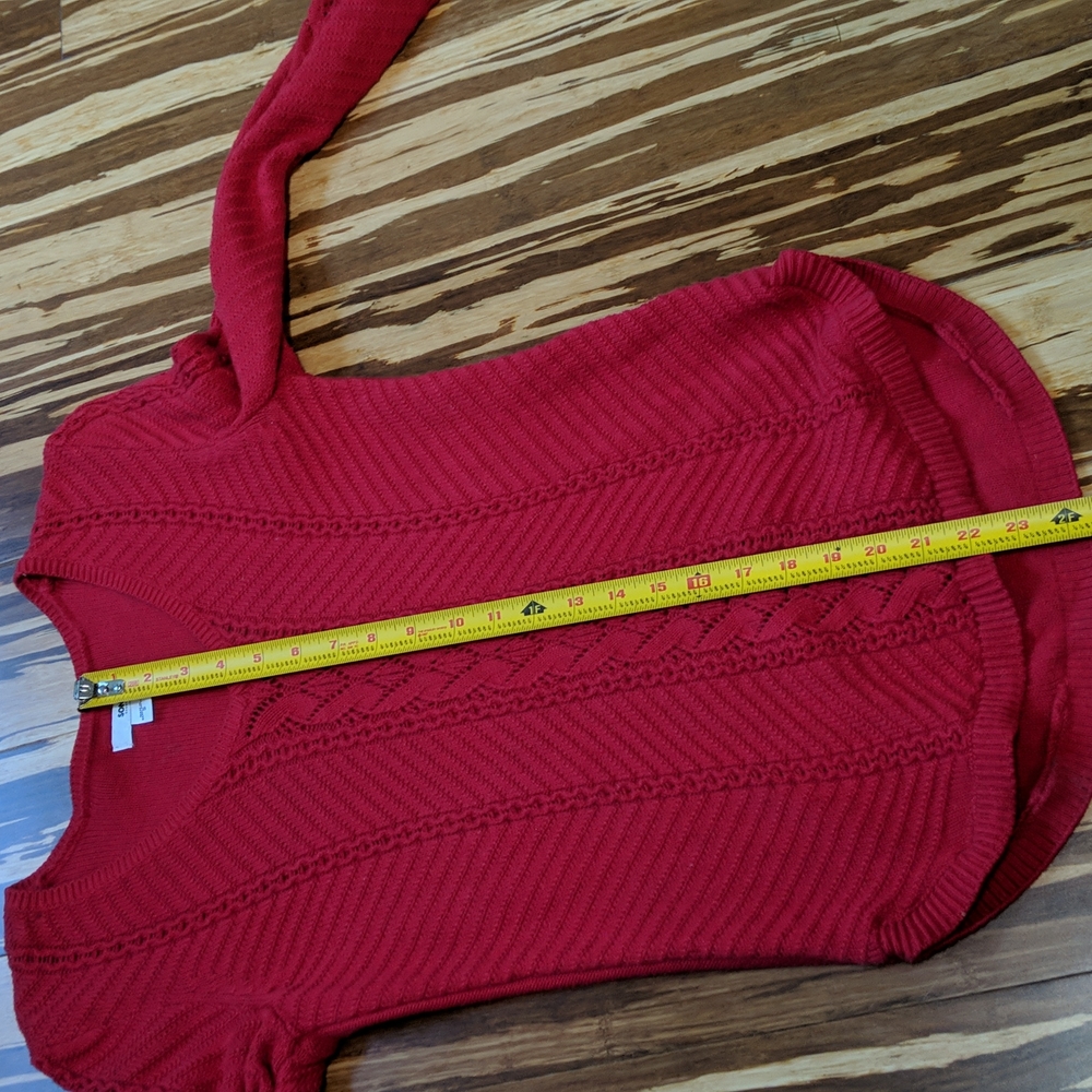 LAST CHANCE or CHARITY Sonoma red v neck lightweight loose weave sweater - Picture 5 of 5